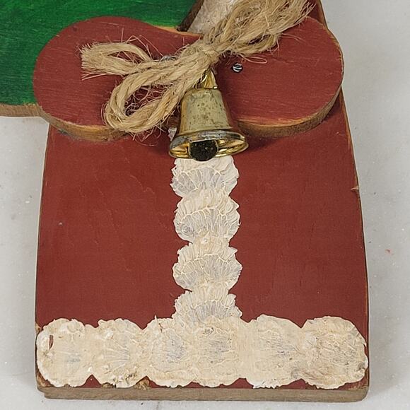 Vintage Wood Santa Claus 6" Red Green Handmade Hand Painted 3-D Christmas Tree - Picture 11 of 15